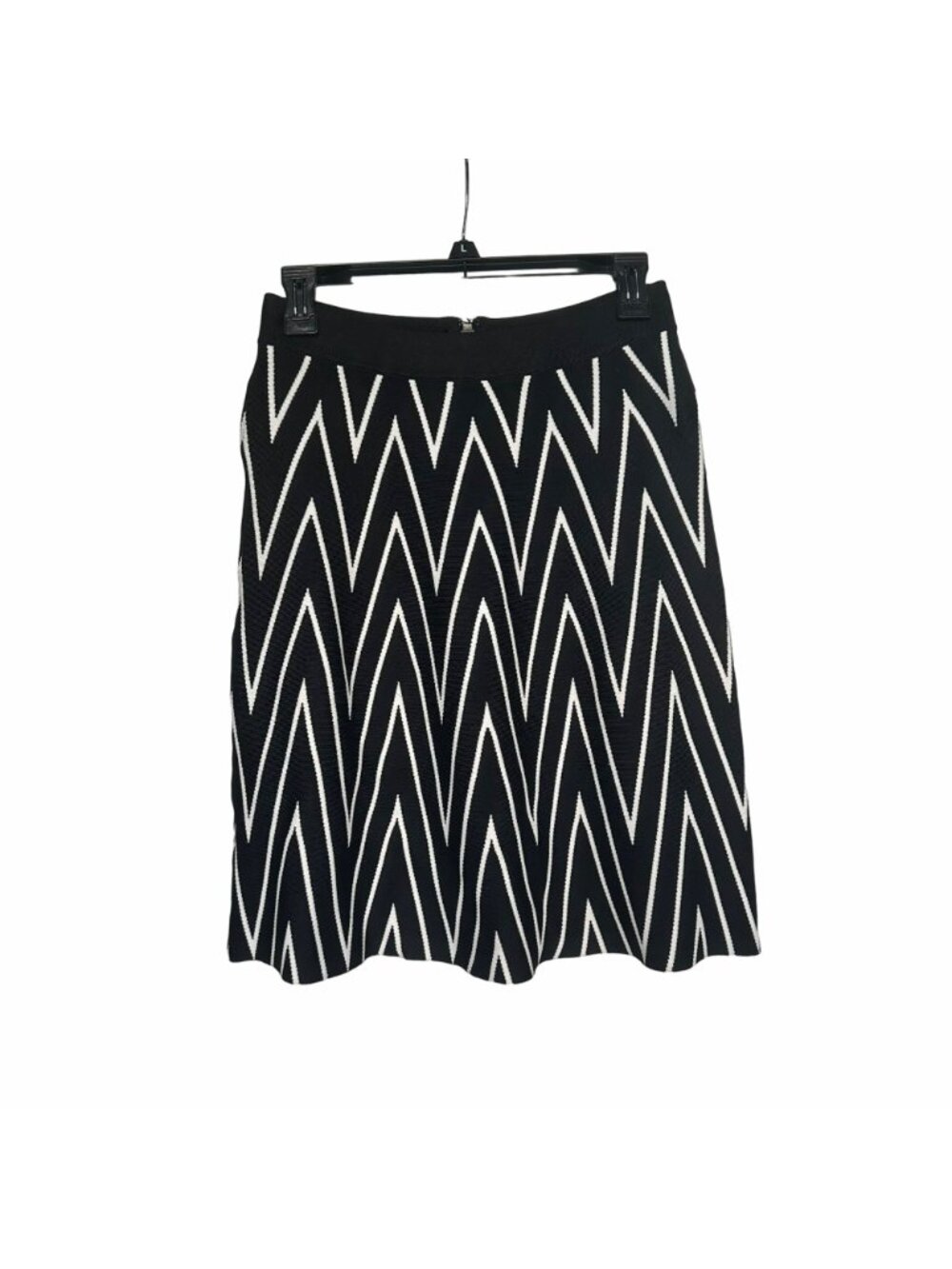 ⭐Pink Tartan Women's Small Black White Chevron Zig Zag Knit A-Line Skirt Zipper - Picture 2 of 9